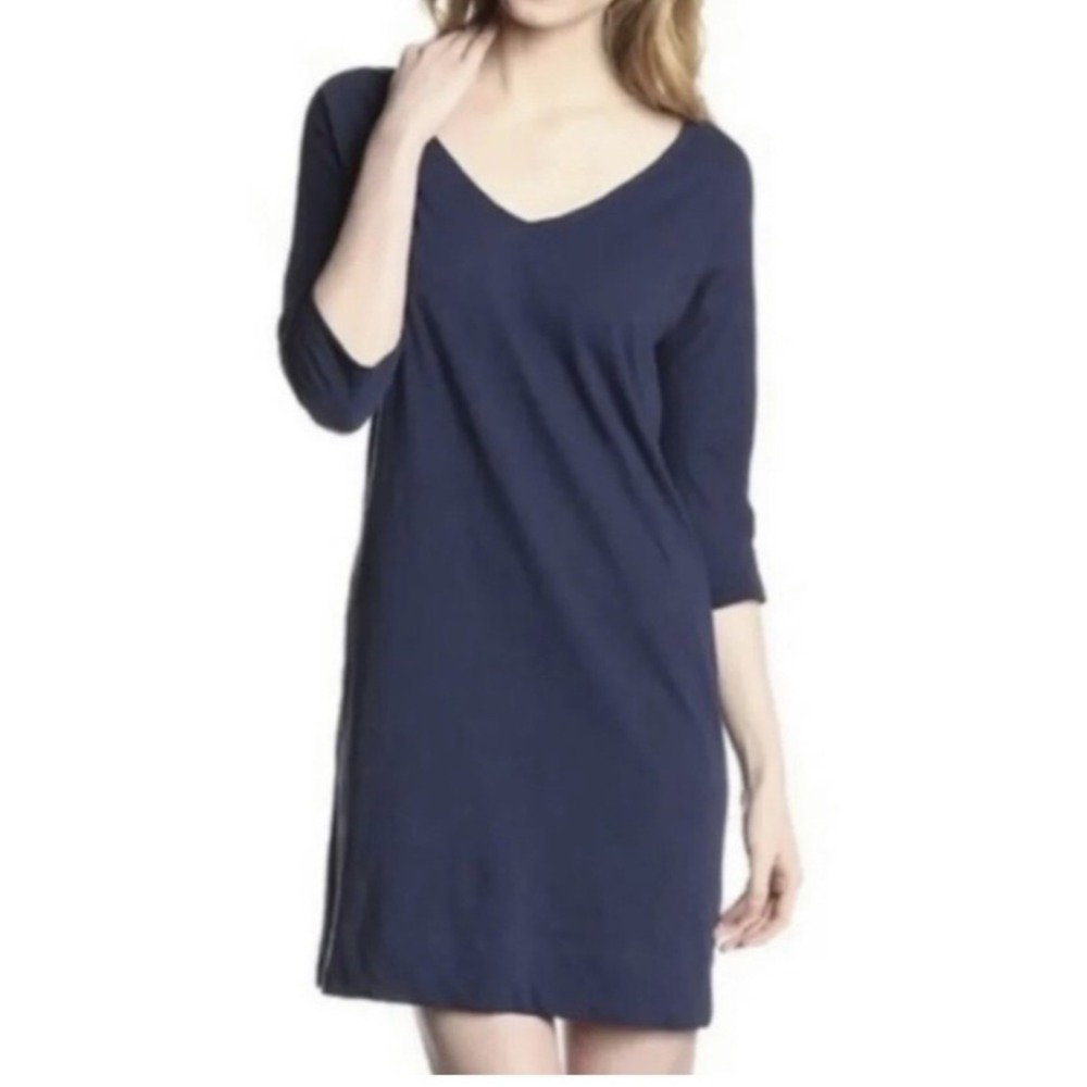 Lilly Pulitzer‎ Eliza T-Shirt Dress Navy Size Medium Embroidered Logo Minimalist